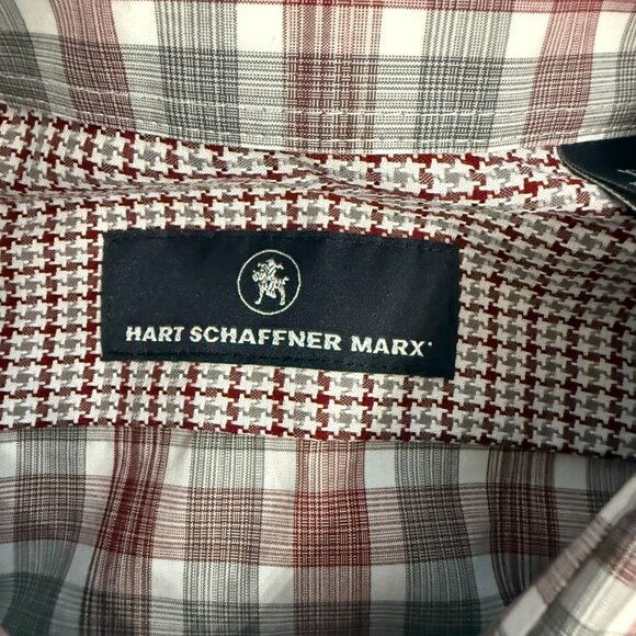 Hart Schaffner Marx Red & Gray Plaid Short Sleeve Button-Up Shirt - XL (New with - Picture 7 of 11